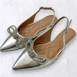 BCBGeneration  Kristin Flat Coquette Preppy Silver Slingback Bow Ballerinas 7.5 Photo 0