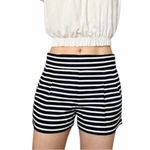 J.Crew NEW Navy & White Stripe Linen Blend Pleated Dress Shorts size 0 Photo 3