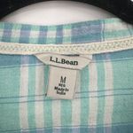 L.L. Bean Womens Popover Linen Blend Blue Madras Plaid Shirt medium Short Sleeve Photo 3