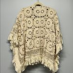 Raga  Crochet Fringe Poncho The Betsy Festival Boho Indie Cottage Size Small Photo 4