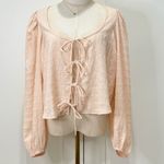 Levi's Levi’s Fawn Peasant Blouse Tie Front Balloon Sleeve Pink Size 1X Boho Feminine Photo 4