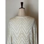 FYLO Ivory Open Crochet Knit Long‎ Sleeve Round Neck Pullover Sweater Size S White Photo 6