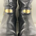 Michael Kors Black Leather Gold Hardware Buckle Arley Knee High Riding Boots Photo 12