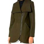 French Connection Olive Green Tulip Hem Asymmetrical Zip Wool Blend Coat XS Photo 10