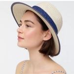J.Crew Topstitched Natural Straw Hat Size M/L Photo 1