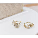 Boutique NEW Women's 14k Gold Filled‎ Solid Leaf Simulated Diamond Adjustable Ring Photo 9