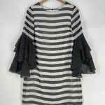 C Est. 1946 Chiffon Striped Polka Dot Dress Ruffled Flare Sleeves NWT Size XS Black Photo 0