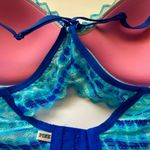 PINK - Victoria's Secret PINK Victoria Secret Blue Lace Racerback Bra SZ L Photo 9