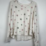 Z Supply  Soft Cozy Pink & Green Star Long Sleeved Cream Top Size XS Photo 0