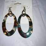 Established 1946‎ Tortoise Shell Plastic Oval Dangle Earrings Blue Photo 2