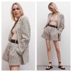 ZARA  Plaid Oversized Blazer Size XS Double Breasted Lightweight Cotton Chic Photo 6