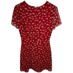 Madewell Wrap-Front Mini Dress Size 6 Seattle Floral Print Short Sleeve Red Photo 2