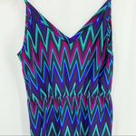 Amanda Uprichard Silk Chevron Mini Dress Sleeveless Blue Size S Resort Cocktail Photo 4