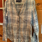 Calvin Klein Jeans  Plaid Cotton V Neck Button Up Shirt  Top Size large Photo 0