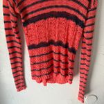 BKE  Women's Size M Coral Pink & Blue Striped Open Knit Pullover‎ Sweater 2010s Photo 4