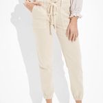American Eagle Beige Drawstring Jogger Pants SZ:16 Photo 0