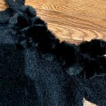 Heart black cold shoulder hairy knit sweater black faux fur balls size L Size L Photo 12