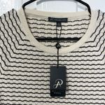 Adrianna Papell NWT Pointelle Stripe Short sleeve cream sweater size medium Photo 3