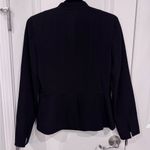 Reba  Black Blazer Gold Turn-Lock Peplum Hem Quiet Luxury Money Classic Workwear Photo 7