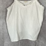 a.n.a  White Cropped Ruffle Spaghetti Strap Tank Top | Size L Photo 1