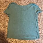American Eagle  Sage‎ Green Ribbed Henley Short Sleeve T-Shirt Medium Photo 4