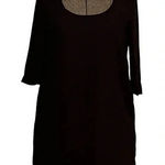 SFERA PERFECT BLACK DRESS MIDI LONG SLEEVE RUFFLE‎ SHOULDER DETAIL SIZE SMALL Photo 0
