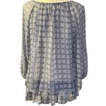 Piazza Roma Italian Silk Blouse Tiered Hem Cotton Lining Made in Italy Small Blue Photo 4