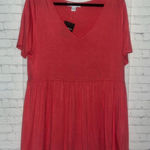 Forever 21 ✨ Womens Coral Short Sleeve V Neck Top Babydoll Blouse 2X 2XL Photo 0