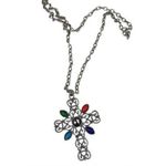 Vintage Avon Faux Jewel Religious Cross Pendant Necklace Photo 3