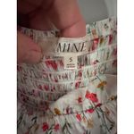 MINE Floral Smocked Square Neck Puff Sleeve Tiered Mini Dress Milkmaid Size S White Photo 2