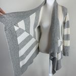 Garnet Hill  Cashmere Stripped Scarf‎ Open Knit Cardigan Size XS Photo 2