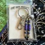 Keychain or Bag Charm w beads and seashell charm Clip On Silver Photo 1