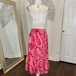 Avenue Fairy Floral Flower Pink 100% Silk Midi Flowy Skirt Plus Size 16 XL Photo 1
