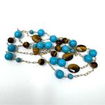 14K, turquoise and tiger’s eye beaded versatile necklace Gold Photo 3