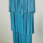 SABINA MUSAYEV Light Blue Metallic Corseted Back Keyhole Cutout Amandea Dress M Size M Photo 11