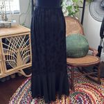 Vintage Unbranded Black Satin Damask Lace Trim Maxi Skirt Size 1X Photo 1