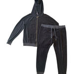 Juicy Couture ‎ Women’s Velour Tracksuit Set Black Hoodie Pants Size L Vintage Photo 0
