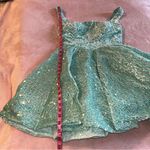 NWOT light blue fuzzy sequined sleeveless prom dress size 6 with large bow Photo 9