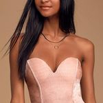 Lulus Lulu’s Luxurious Life Blush Pink Velvet Strapless Bodysuit Photo 1