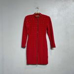 Tadashi  Red Studded Front Zip Vintage Mini Bodycon Dress Sz M Photo 1