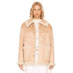 New MOTHER Toasty Faux Suede Shearling Jacket Snowed In Size L Tan Size L Photo 5