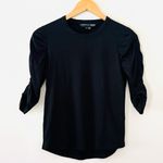Veronica Beard  Jeans Waldorf Tee Ruched Sleeves Pima Cotton Black Size XS Photo 3