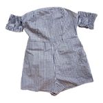 Urban Outfitters NWT Womens  Kimchi Blue Gingham Off Shoulder Romper - Sz 2 Photo 2