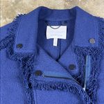 Rebecca Taylor  Tweed Navy Blue Fringe Moto Jacket
Size: 6 Photo 2