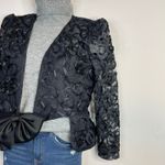 Vintage Patra Black Lace Ribbon Soutache Mesh Fitted Jacket Puff Shoulders Bow 6 Photo 11