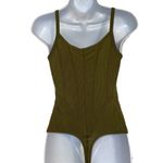 Free People FREE‎ PEOPLE INTIMATELY Ribbed Corset Army Green Sleeveless Bodysuit NWOT Small Photo 4