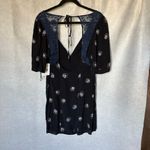 Free People  Mockingbird Mesh Inset Mini Dress Women's Size 2 Black and Blue Photo 3