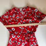 J.Crew  Floral Wrap Dress Sz 0 Red Summer‎ Lightweight Office Casual Bloomcore Photo 9