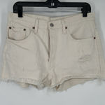 Levi's 501 Premium Jorts Jean Shorts High Rise White Distressed Cut Off Size 30 Photo 0