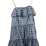 Solid & Striped Dress Women XS Blue White Eyelet Mini Ruffle Embroidery Preppy Photo 1